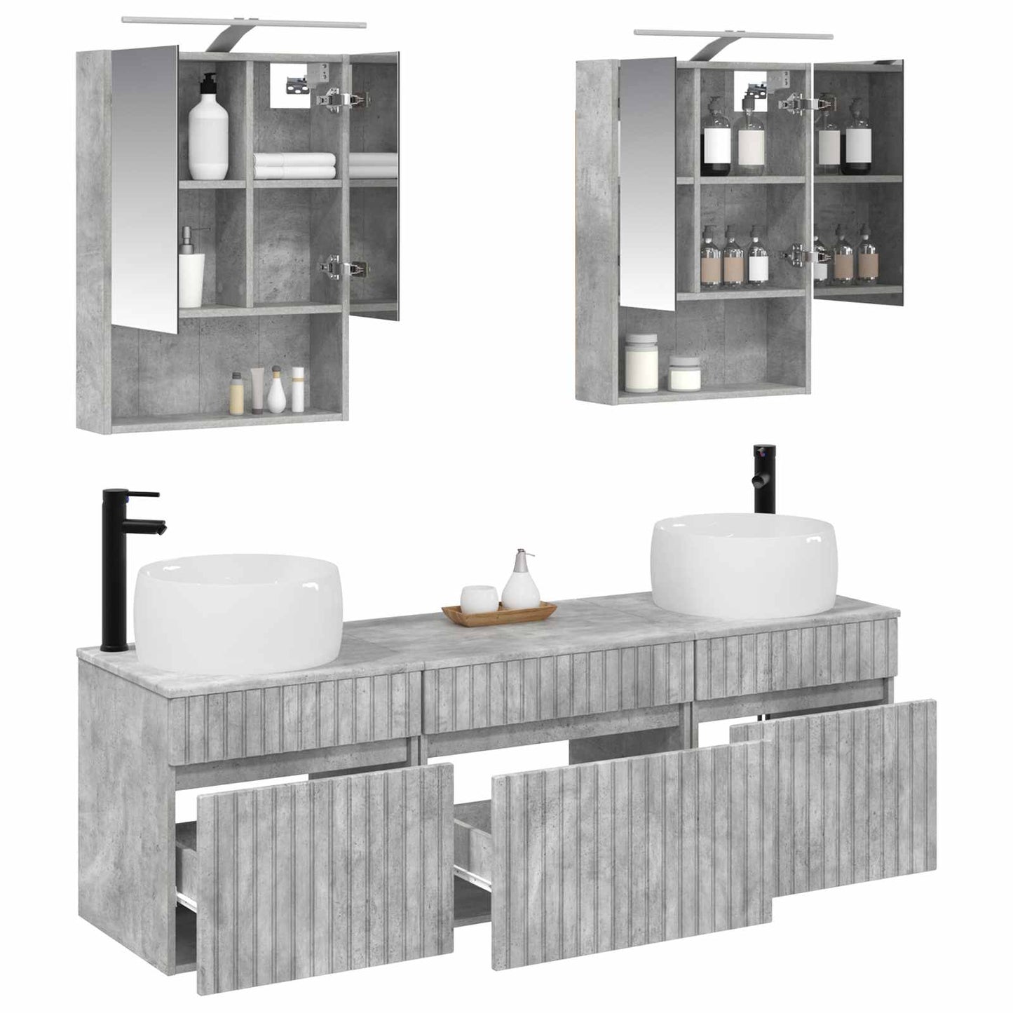 vidaXL Bathroom Cabinet Set 5 pcs Concrete Grey 50 x 14.5 x 70 cm
