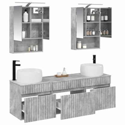 vidaXL Bathroom Cabinet Set 5 pcs Concrete Grey 50 x 14.5 x 70 cm