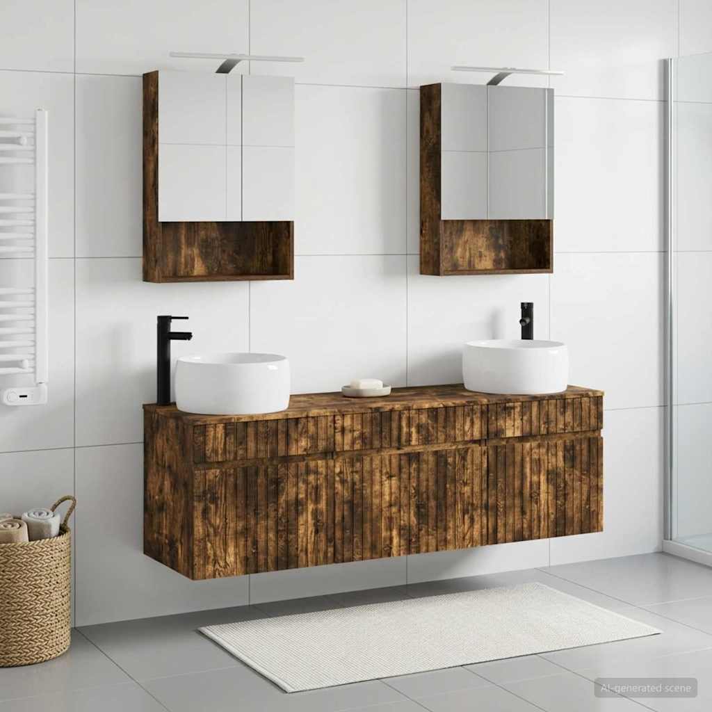vidaXL Bathroom Cabinet Set 5 pcs Smoked Oak Engineered Wood