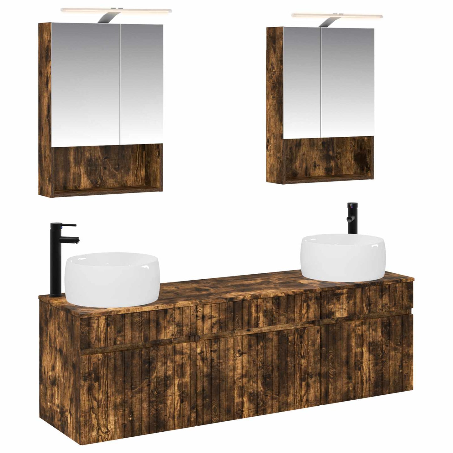 vidaXL Bathroom Cabinet Set 5 pcs Smoked Oak 50 x 14.5 x 70 cm
