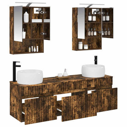 vidaXL Bathroom Cabinet Set 5 pcs Smoked Oak 50 x 14.5 x 70 cm