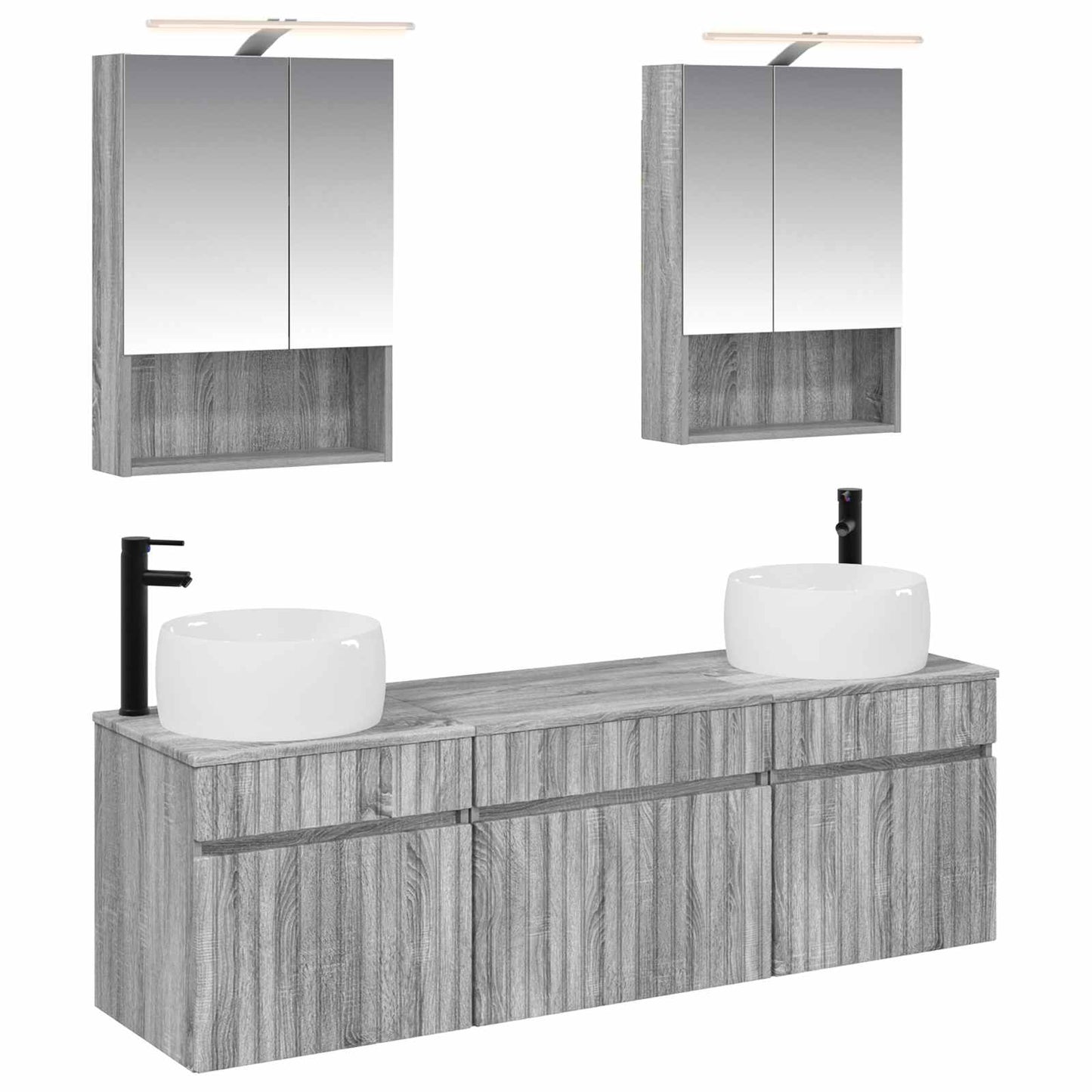 vidaXL Bathroom Cabinet Set 5 pcs Grey Sonoma 50 x 14.5 x 70 cm