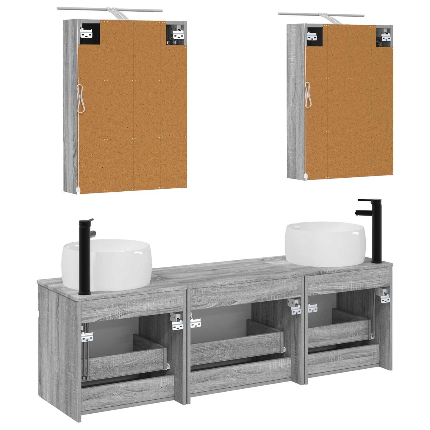 vidaXL Bathroom Cabinet Set 5 pcs Grey Sonoma 50 x 14.5 x 70 cm