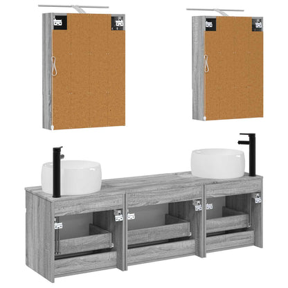 vidaXL Bathroom Cabinet Set 5 pcs Grey Sonoma 50 x 14.5 x 70 cm