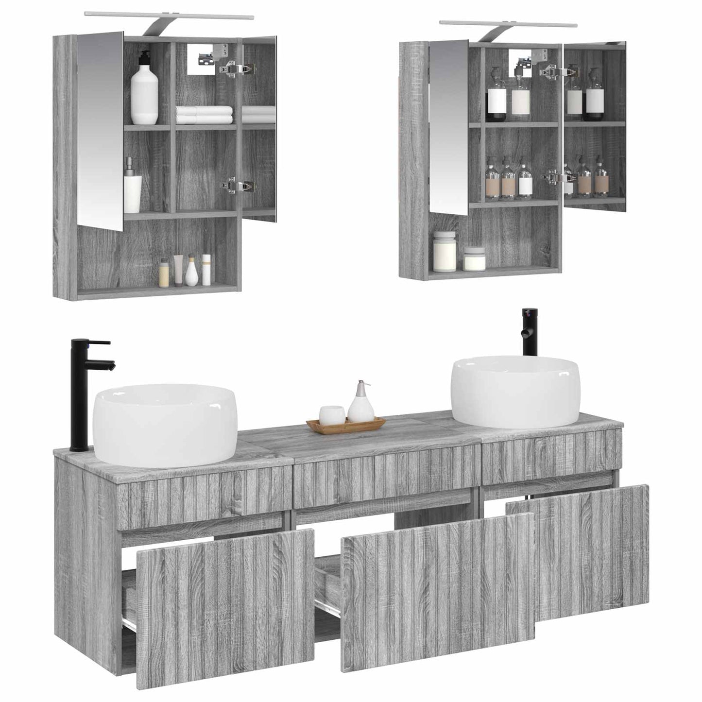 vidaXL Bathroom Cabinet Set 5 pcs Grey Sonoma 50 x 14.5 x 70 cm