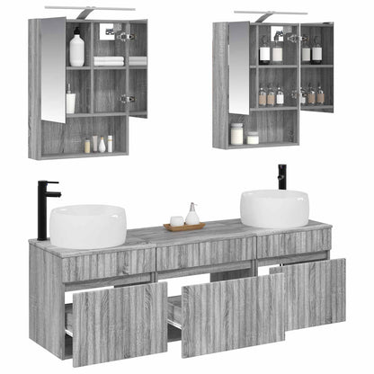 vidaXL Bathroom Cabinet Set 5 pcs Grey Sonoma 50 x 14.5 x 70 cm