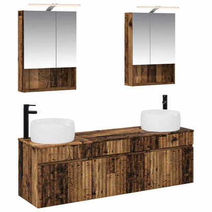 vidaXL Bathroom Cabinet Set 5 pcs Old Wood 50 x 14.5 x 70 cm