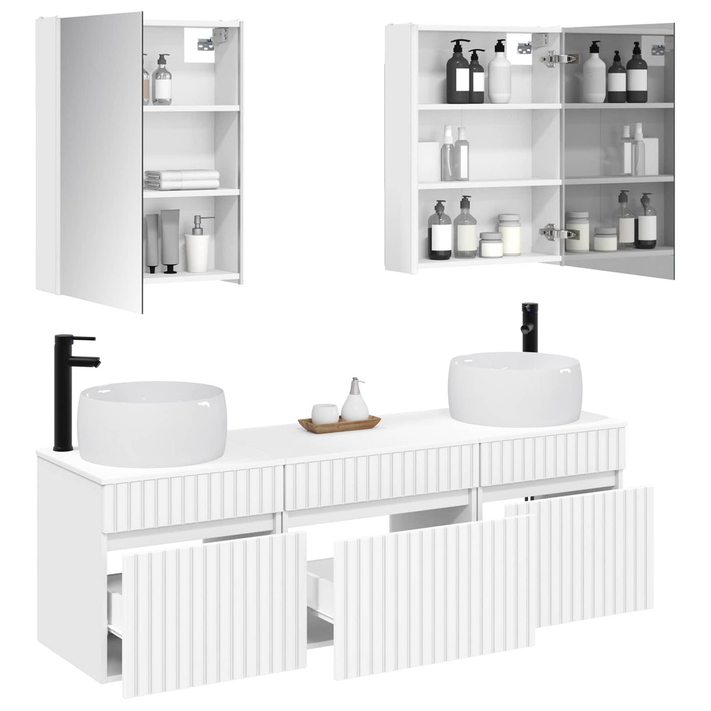 vidaXL Bathroom Cabinet Set 5 pcs White 53 x 15.5 x 70 cm