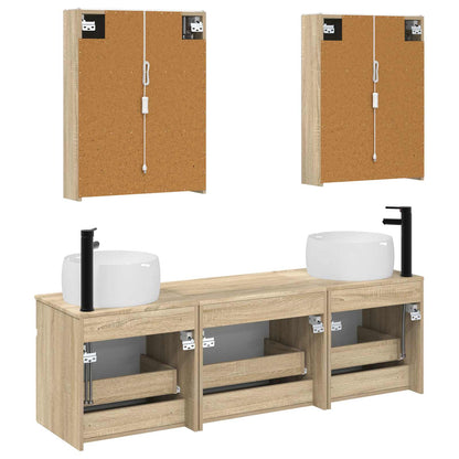 vidaXL Bathroom Cabinet Set 5 pcs Sonoma Oak 53 x 15.5 x 70 cm