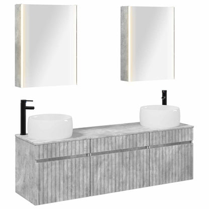 vidaXL Bathroom Cabinet Set 5 pcs Concrete Grey 53 x 15.5 x 70 cm