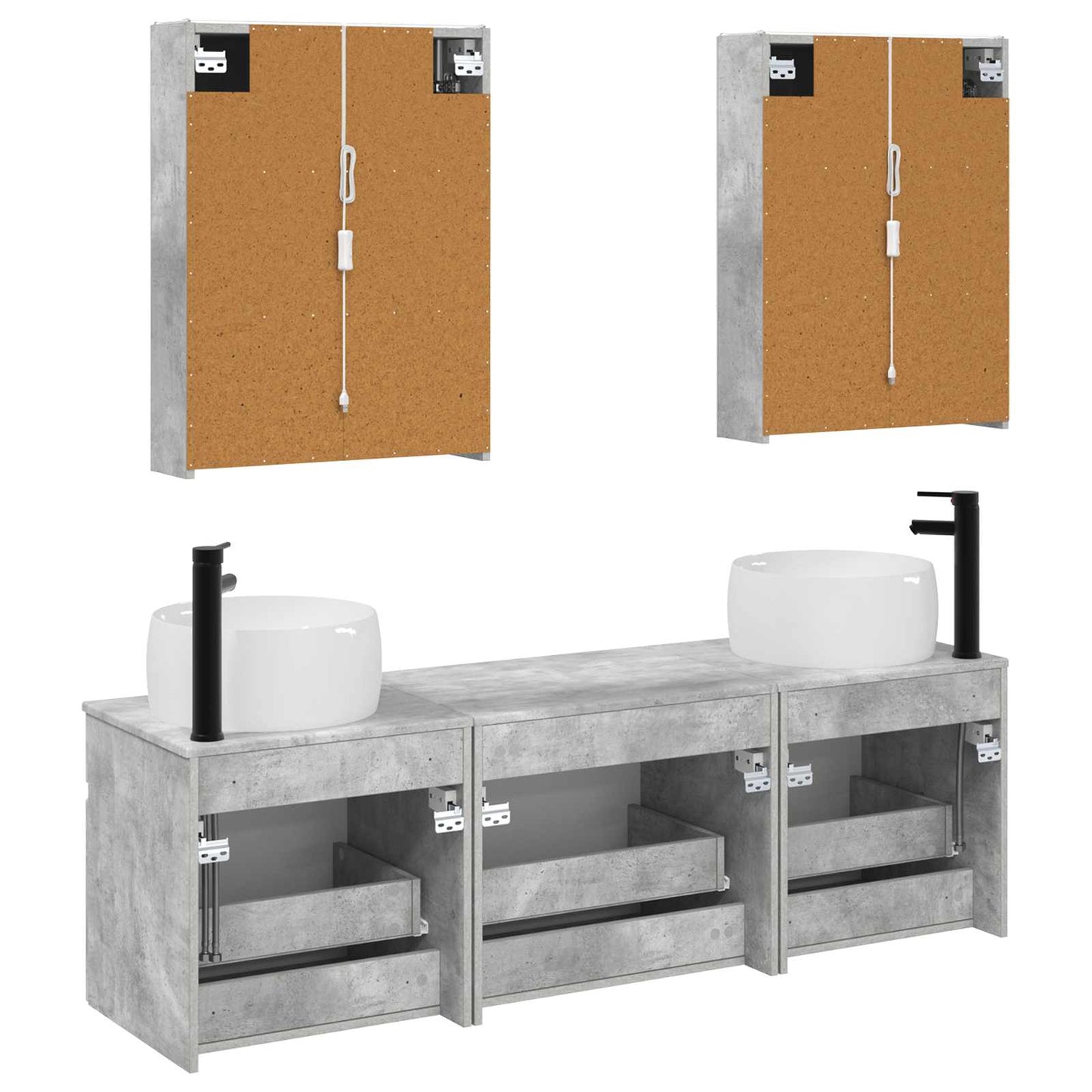 vidaXL Bathroom Cabinet Set 5 pcs Concrete Grey 53 x 15.5 x 70 cm