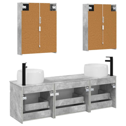 vidaXL Bathroom Cabinet Set 5 pcs Concrete Grey 53 x 15.5 x 70 cm