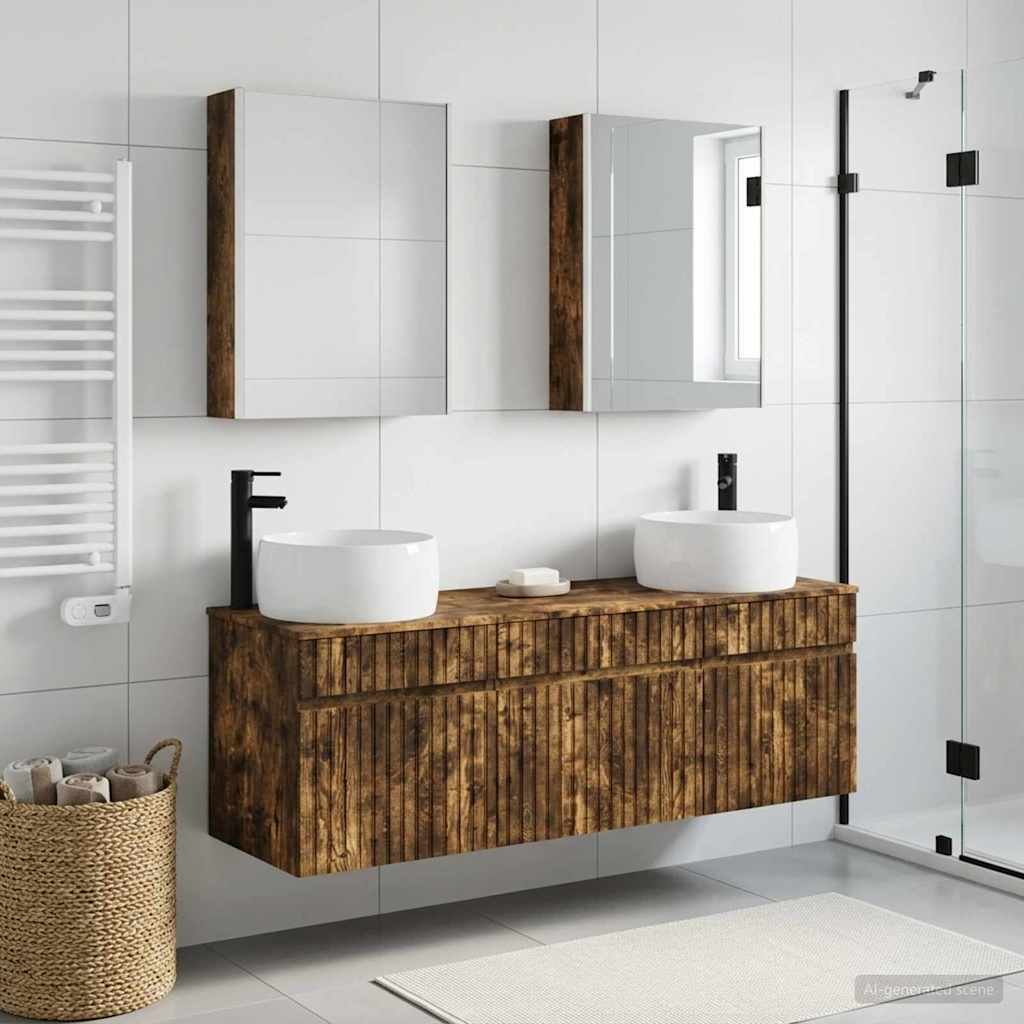 vidaXL Bathroom Cabinet Set 5 pcs Smoked Oak Engineered Wood
