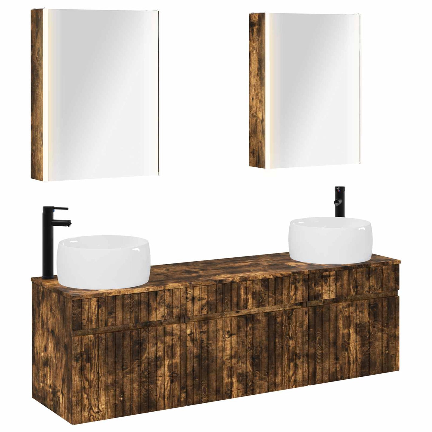 vidaXL Bathroom Cabinet Set 5 pcs Smoked Oak 53 x 15.5 x 70 cm