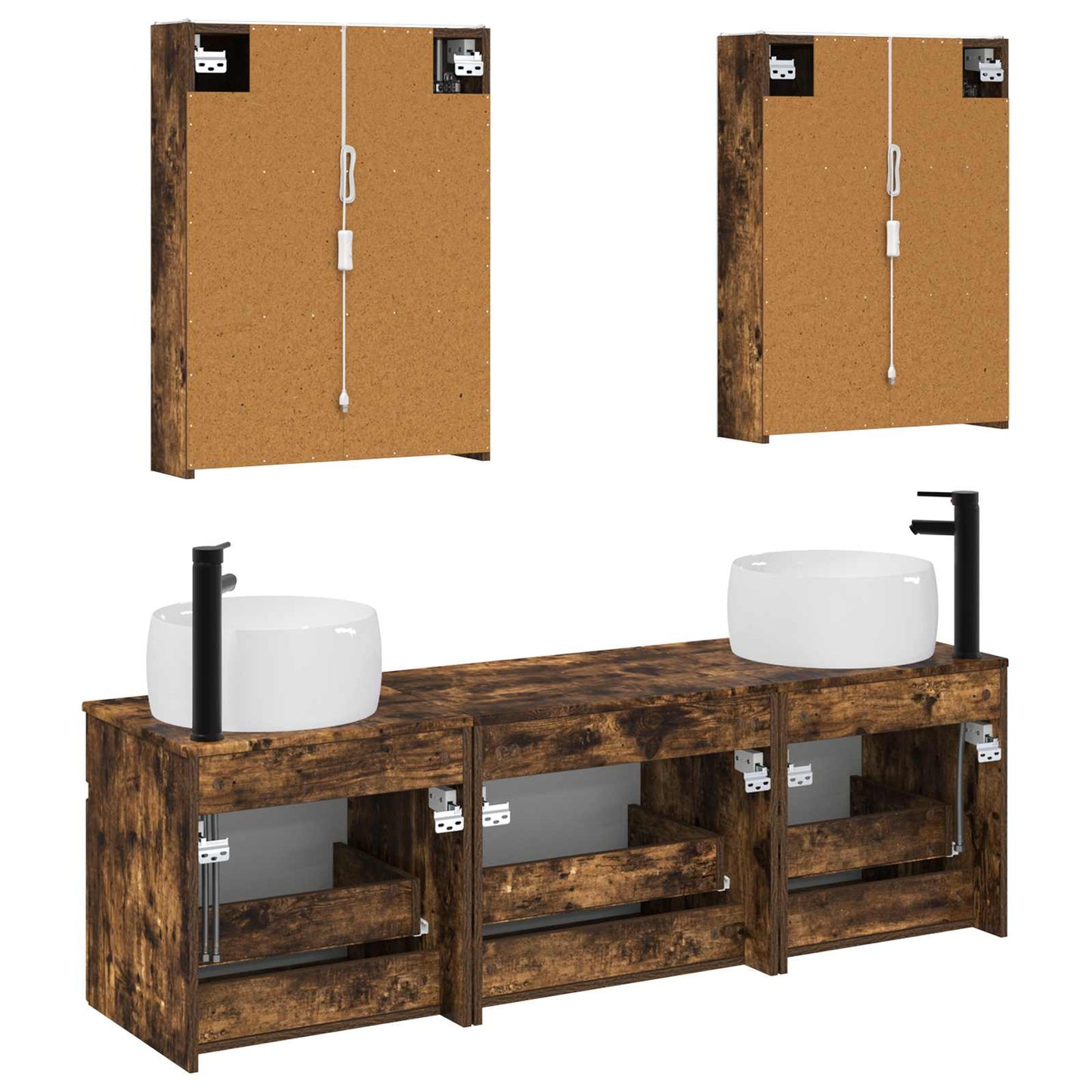 vidaXL Bathroom Cabinet Set 5 pcs Smoked Oak 53 x 15.5 x 70 cm