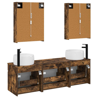vidaXL Bathroom Cabinet Set 5 pcs Smoked Oak 53 x 15.5 x 70 cm