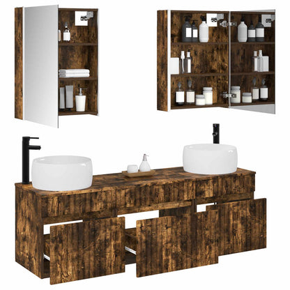 vidaXL Bathroom Cabinet Set 5 pcs Smoked Oak 53 x 15.5 x 70 cm