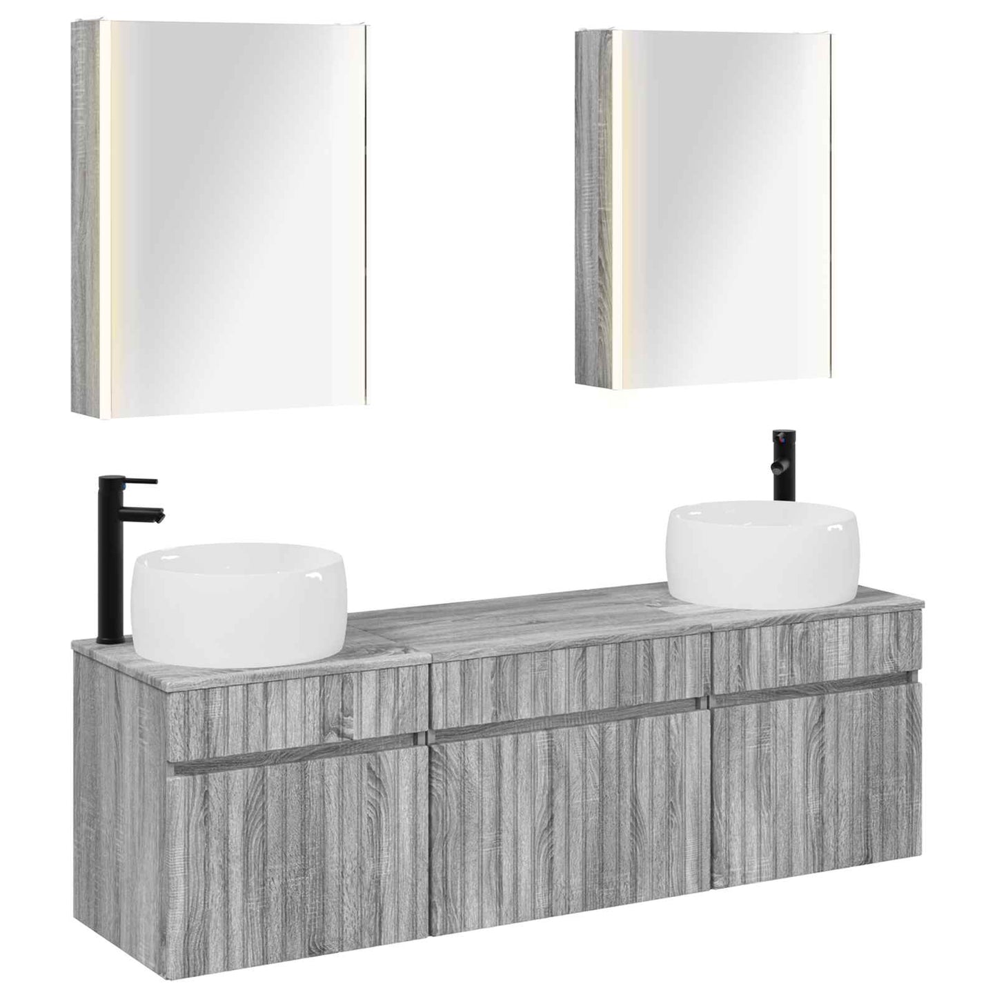 vidaXL Bathroom Cabinet Set 5 pcs Grey Sonoma 53 x 15.5 x 70 cm