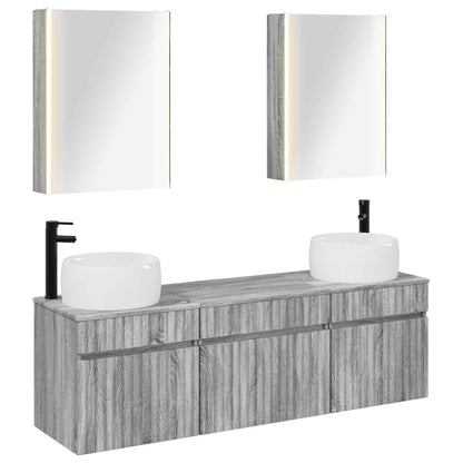 vidaXL Bathroom Cabinet Set 5 pcs Grey Sonoma 53 x 15.5 x 70 cm
