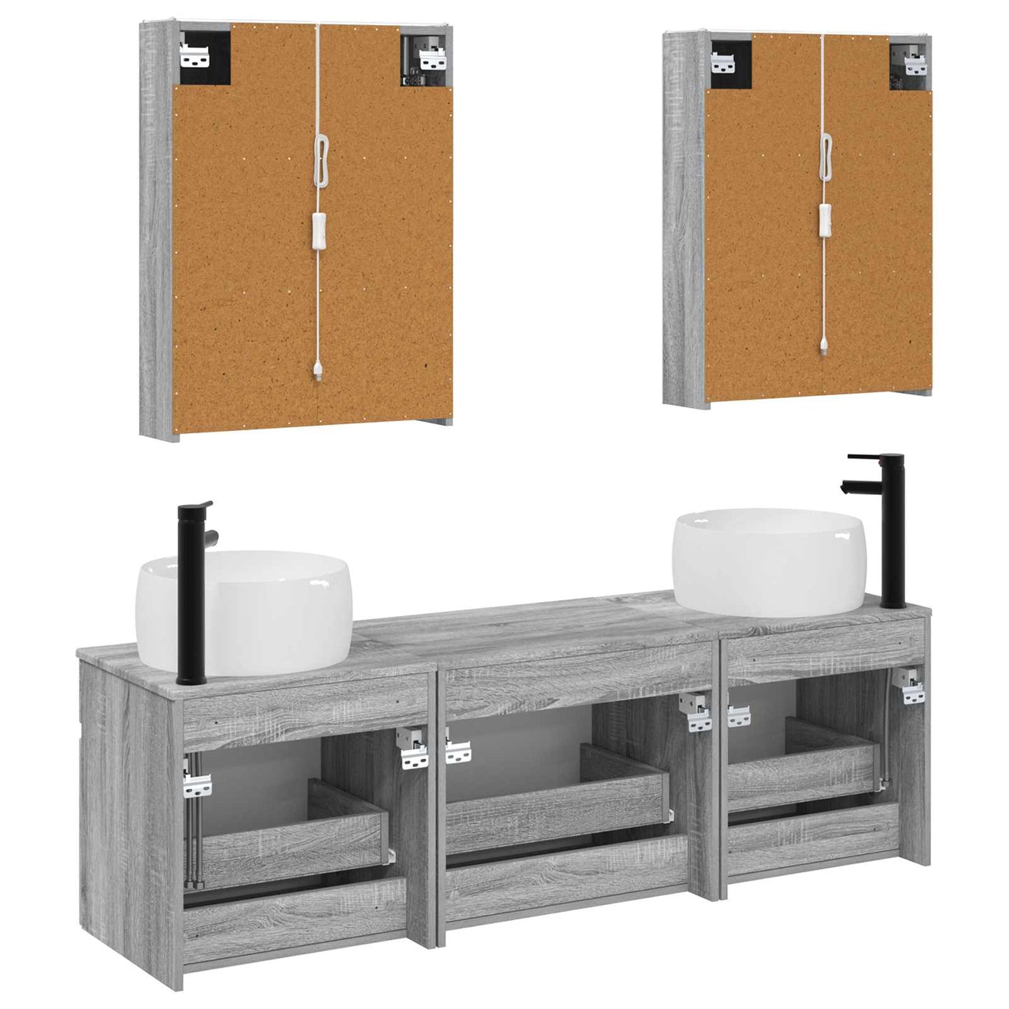 vidaXL Bathroom Cabinet Set 5 pcs Grey Sonoma 53 x 15.5 x 70 cm
