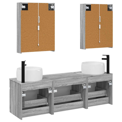 vidaXL Bathroom Cabinet Set 5 pcs Grey Sonoma 53 x 15.5 x 70 cm