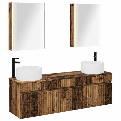 vidaXL Bathroom Cabinet Set 5 pcs Old Wood 53 x 15.5 x 70 cm