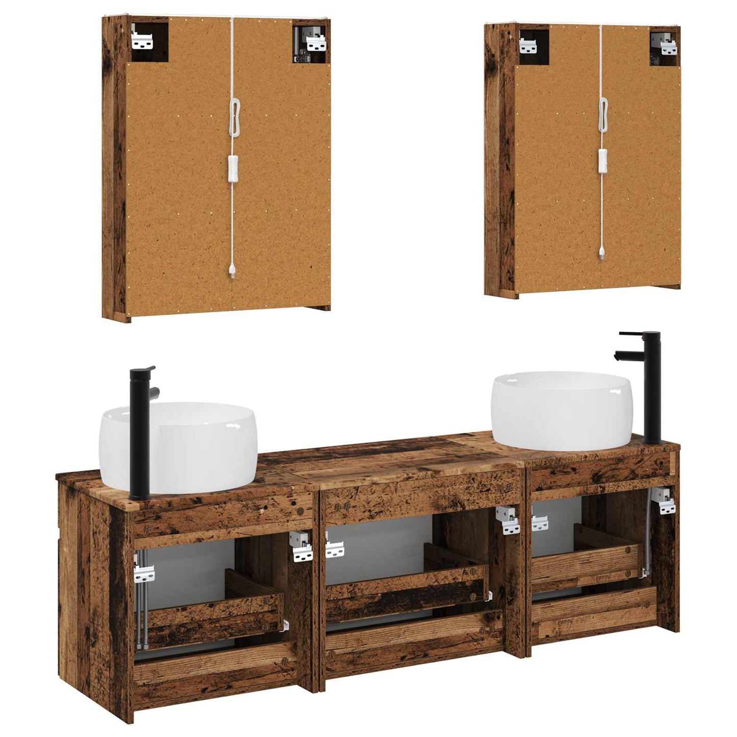 vidaXL Bathroom Cabinet Set 5 pcs Old Wood 53 x 15.5 x 70 cm