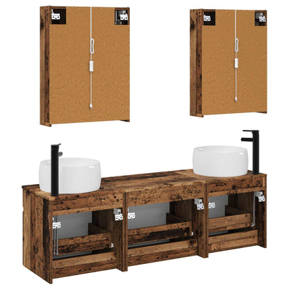 vidaXL Bathroom Cabinet Set 5 pcs Old Wood 53 x 15.5 x 70 cm