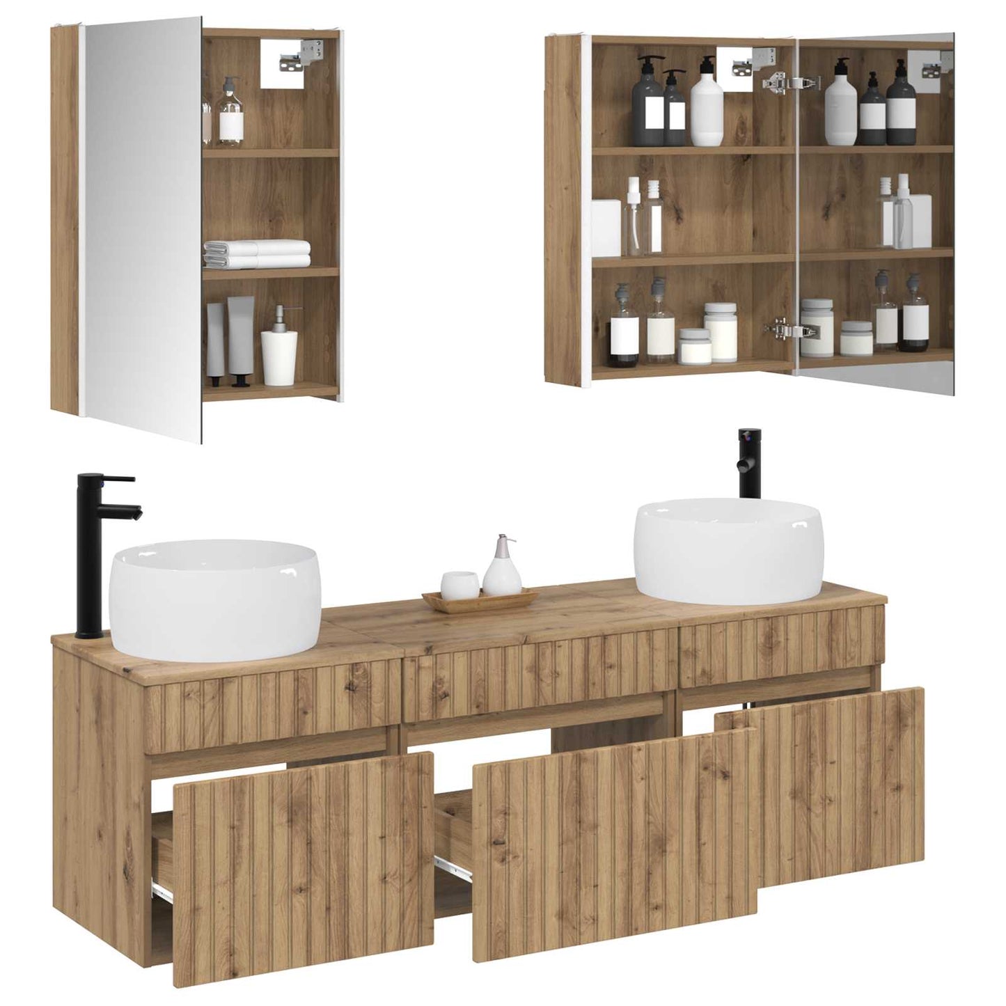 vidaXL Bathroom Cabinet Set 5 pcs Artisan Oak 53 x 15.5 x 70 cm