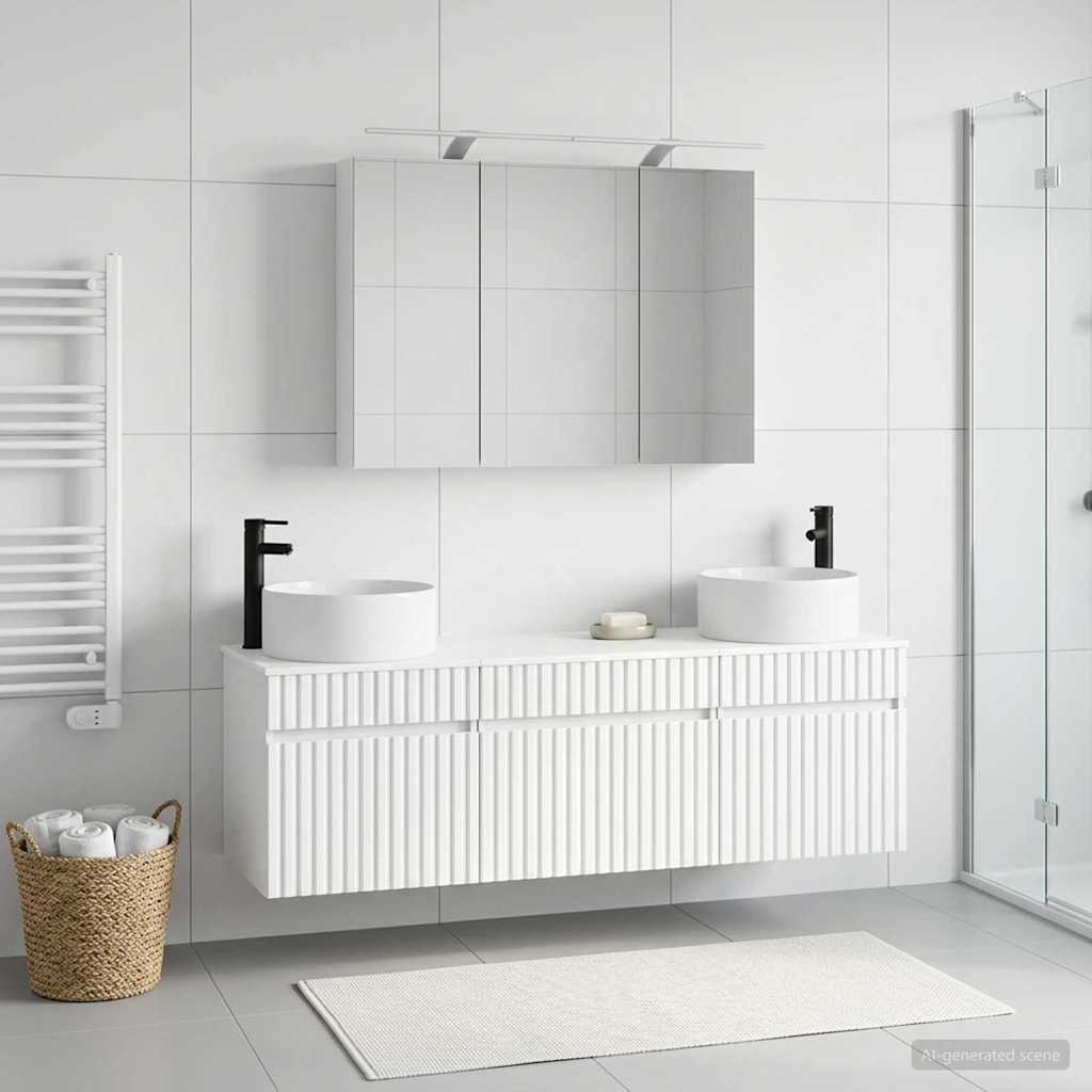 vidaXL Bathroom Cabinet Set 4 pcs White Engineered Wood