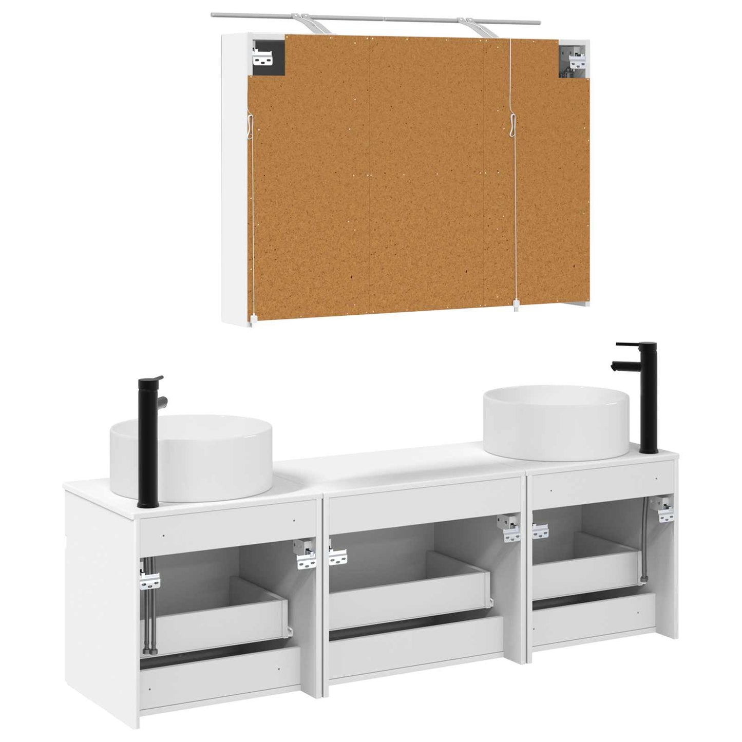 vidaXL Bathroom Cabinet Set 4 pcs White 100 x 14.5 x 70 cm