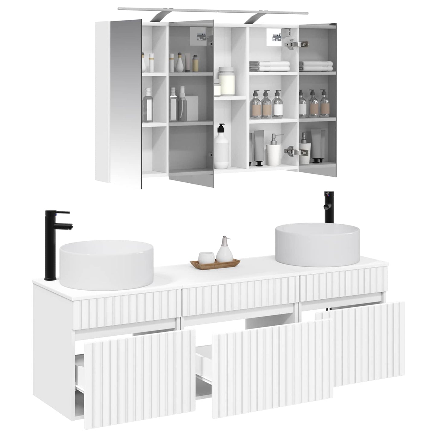 vidaXL Bathroom Cabinet Set 4 pcs White 100 x 14.5 x 70 cm