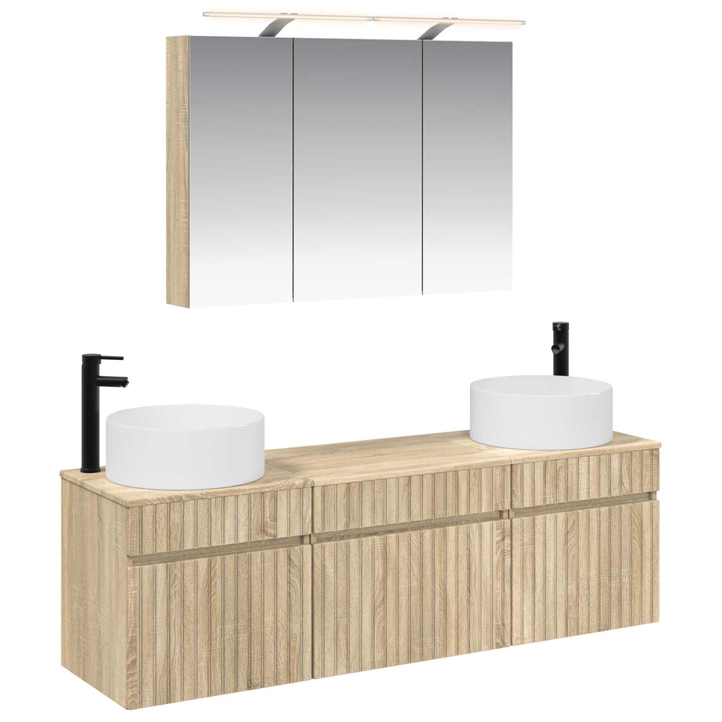 vidaXL Bathroom Cabinet Set 4 pcs Sonoma Oak 100 x 14.5 x 70 cm