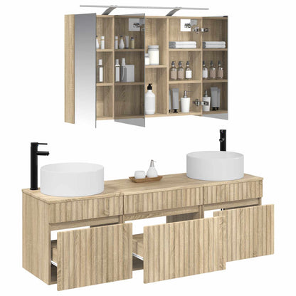 vidaXL Bathroom Cabinet Set 4 pcs Sonoma Oak 100 x 14.5 x 70 cm