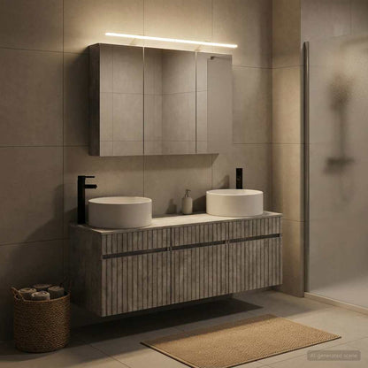 vidaXL Bathroom Cabinet Set 4 pcs Concrete Grey Engineered Wood
