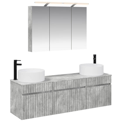 vidaXL Bathroom Cabinet Set 4 pcs Concrete Grey 100 x 14.5 x 70 cm