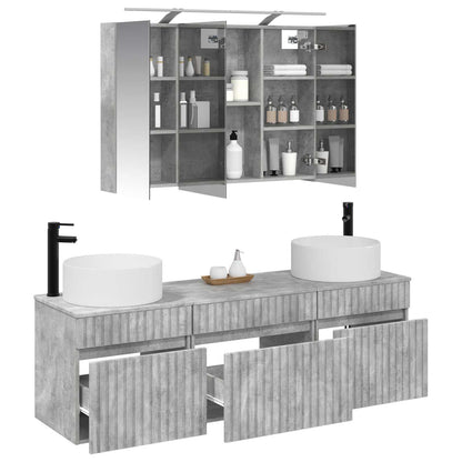 vidaXL Bathroom Cabinet Set 4 pcs Concrete Grey 100 x 14.5 x 70 cm
