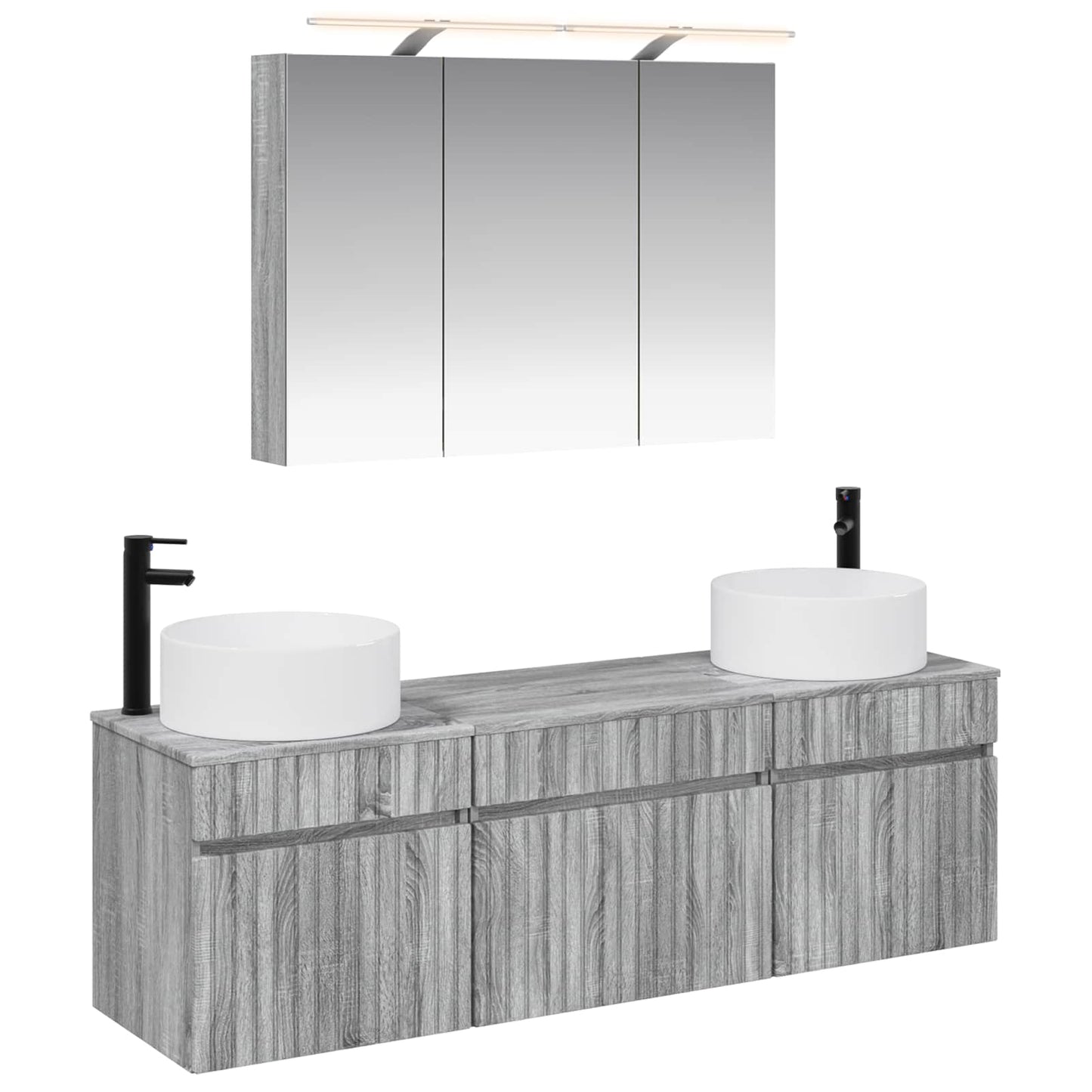 vidaXL Bathroom Cabinet Set 4 pcs Grey Sonoma 100 x 14.5 x 70 cm