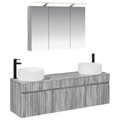 vidaXL Bathroom Cabinet Set 4 pcs Grey Sonoma 100 x 14.5 x 70 cm