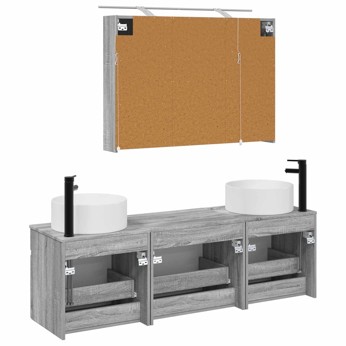 vidaXL Bathroom Cabinet Set 4 pcs Grey Sonoma 100 x 14.5 x 70 cm
