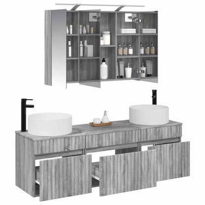 vidaXL Bathroom Cabinet Set 4 pcs Grey Sonoma 100 x 14.5 x 70 cm