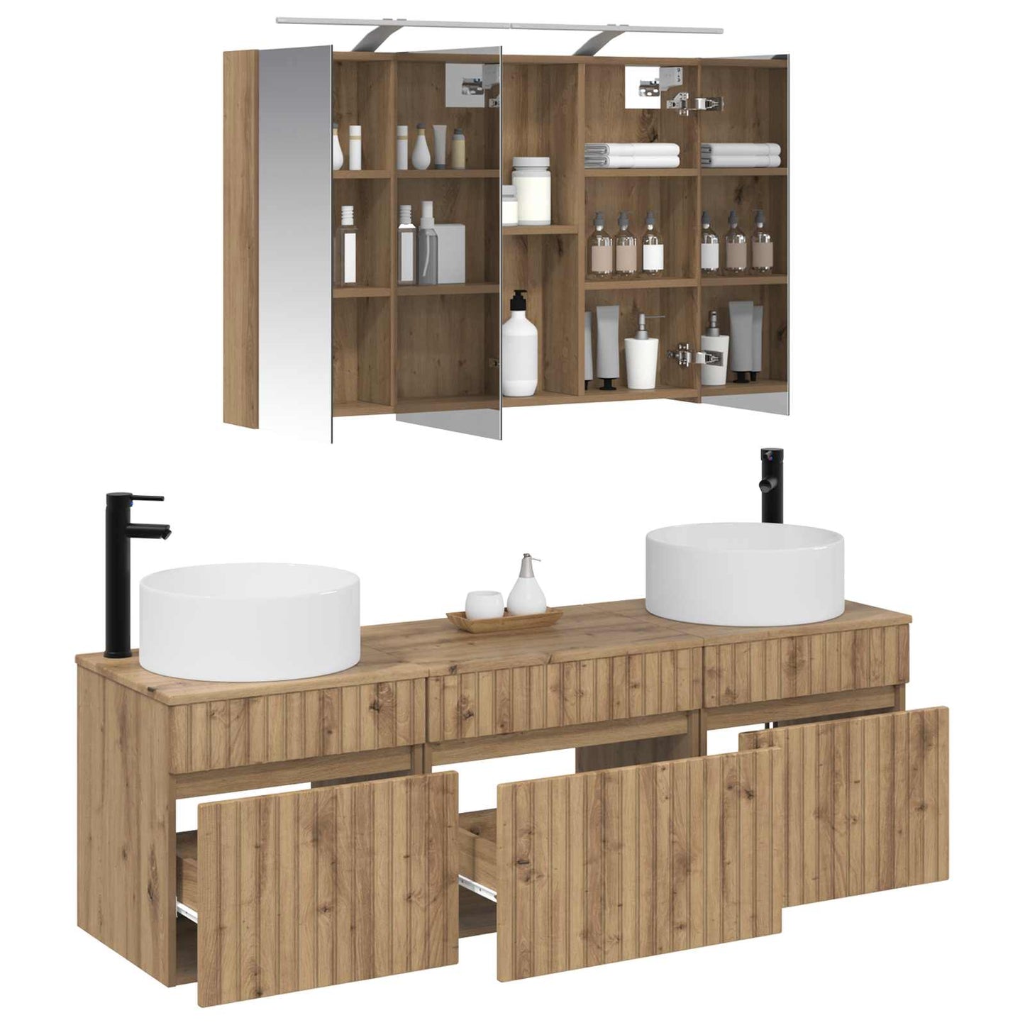 vidaXL Bathroom Cabinet Set 4 pcs Artisan Oak 100 x 14.5 x 70 cm