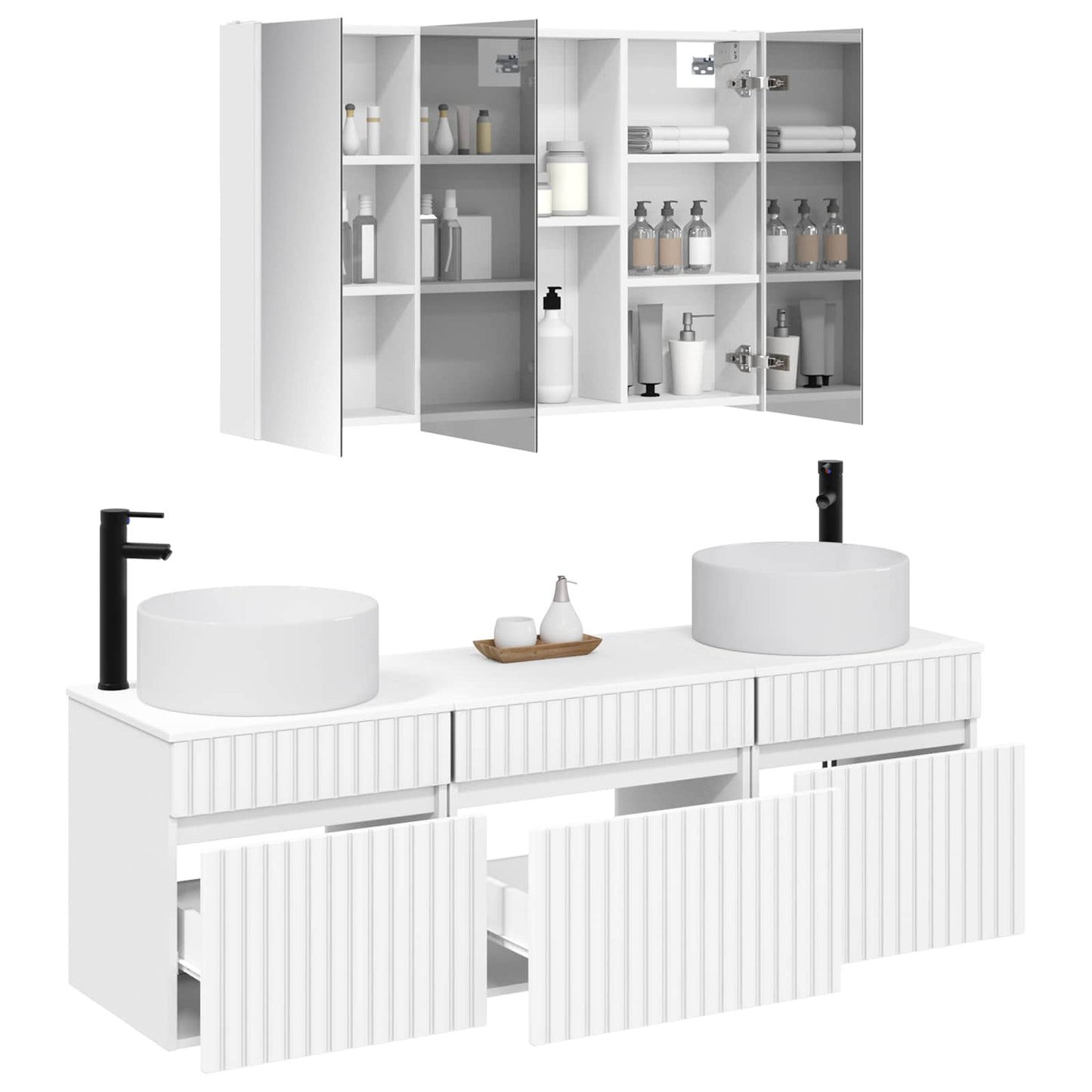 vidaXL Bathroom Cabinet Set 4 pcs White 103.5 x 15.5 x 70 cm