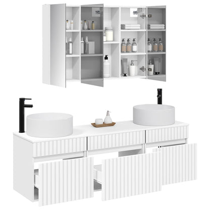 vidaXL Bathroom Cabinet Set 4 pcs White 103.5 x 15.5 x 70 cm