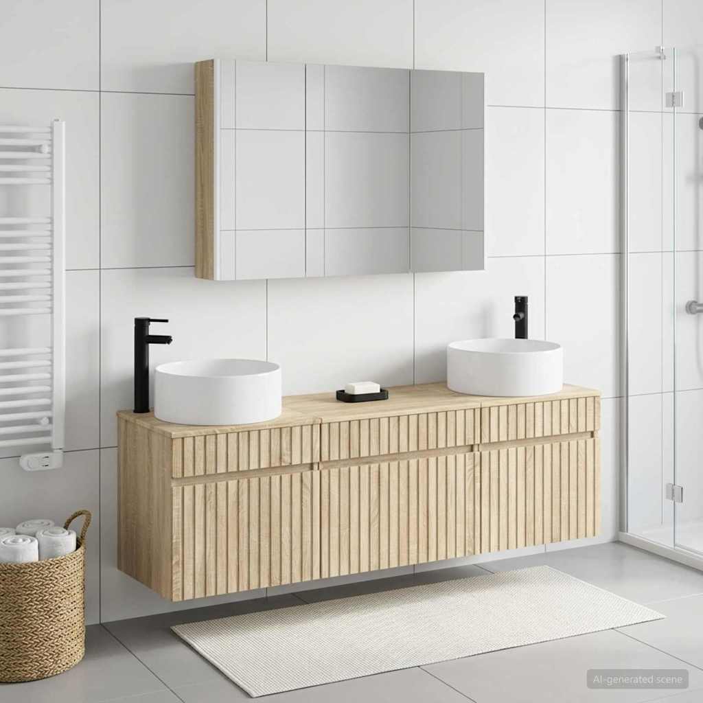 vidaXL Bathroom Cabinet Set 4 pcs Sonoma Oak Engineered Wood