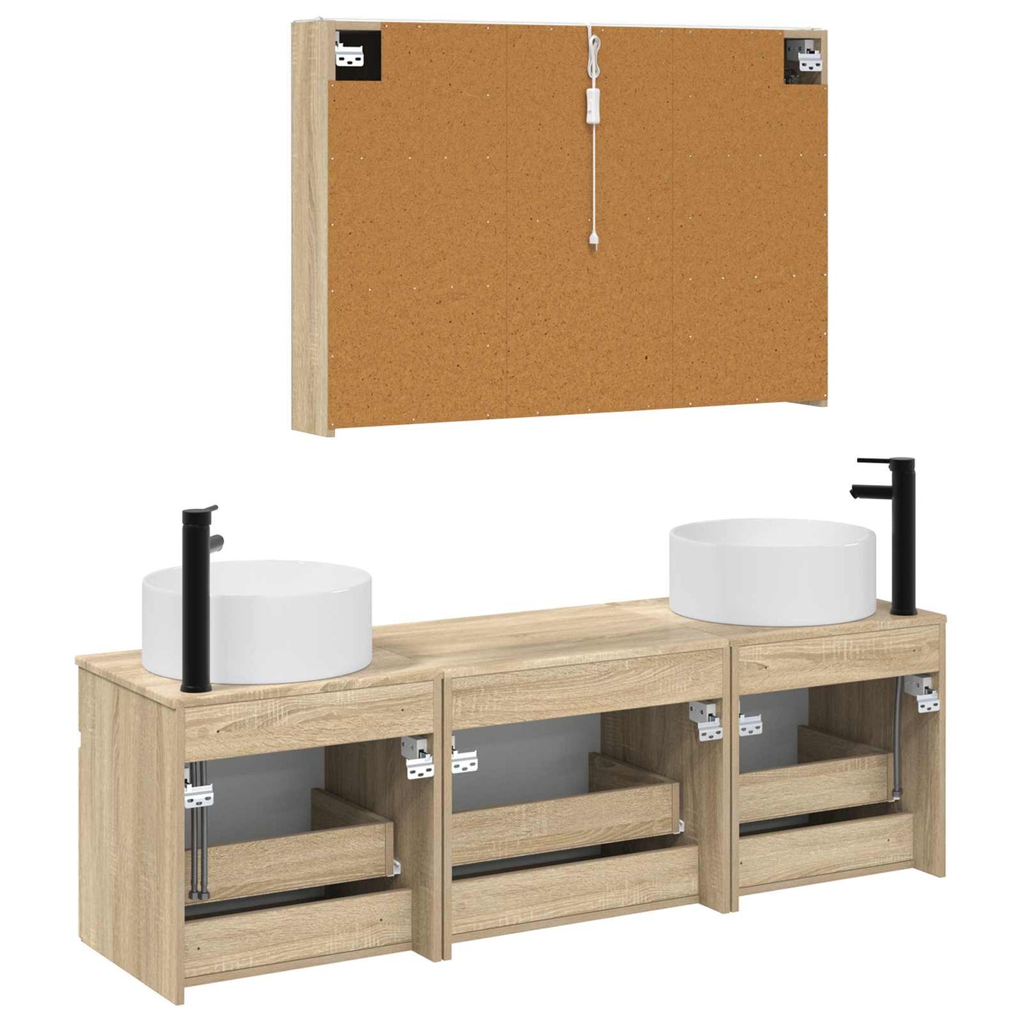 vidaXL Bathroom Cabinet Set 4 pcs Sonoma Oak 103.5 x 15.5 x 70 cm
