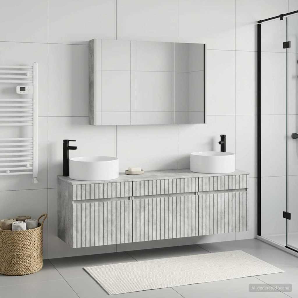 vidaXL Bathroom Cabinet Set 4 pcs Concrete Grey Engineered Wood