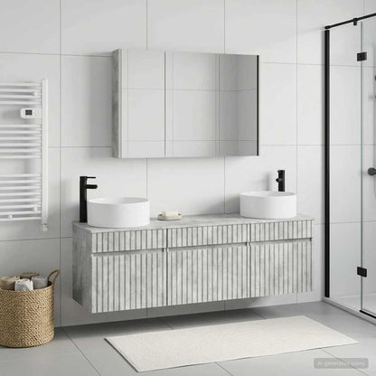 vidaXL Bathroom Cabinet Set 4 pcs Concrete Grey Engineered Wood
