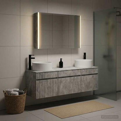vidaXL Bathroom Cabinet Set 4 pcs Concrete Grey Engineered Wood