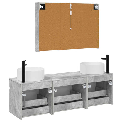 vidaXL Bathroom Cabinet Set 4 pcs Concrete Grey 103.5 x 15.5 x 70 cm
